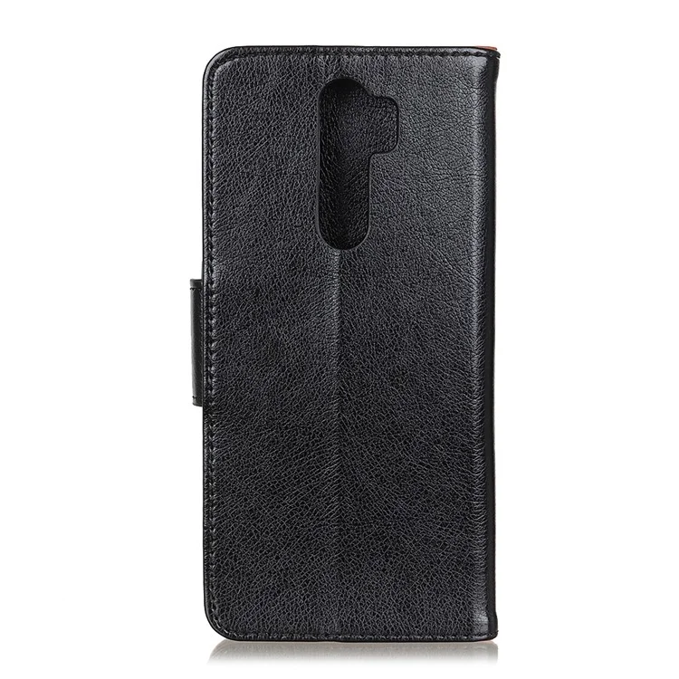 Split Leather Wallet Stand Covering Case Shell for Xiaomi Redmi Note 8 Pro - Black