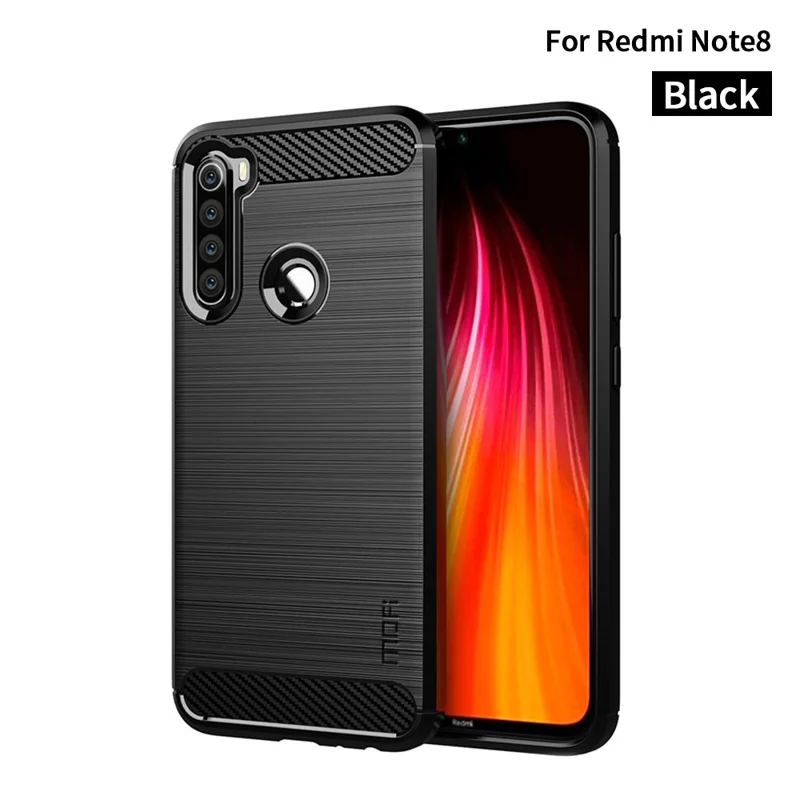 Mofi Carbonfaser Textur Gebürstete Verarbeitung TPU -fall Für Xiaomi Redmi Note 8 - Schwarz