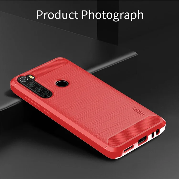 Mofi Carbonfaser Textur Gebürstete Verarbeitung TPU -fall Für Xiaomi Redmi Note 8 - Rot