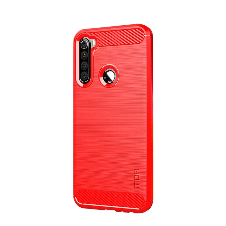 MOFI Texture en Fibre de Carbone Brossé Case TPU Pour Xiaomi Redmi Note 8 - Rouge