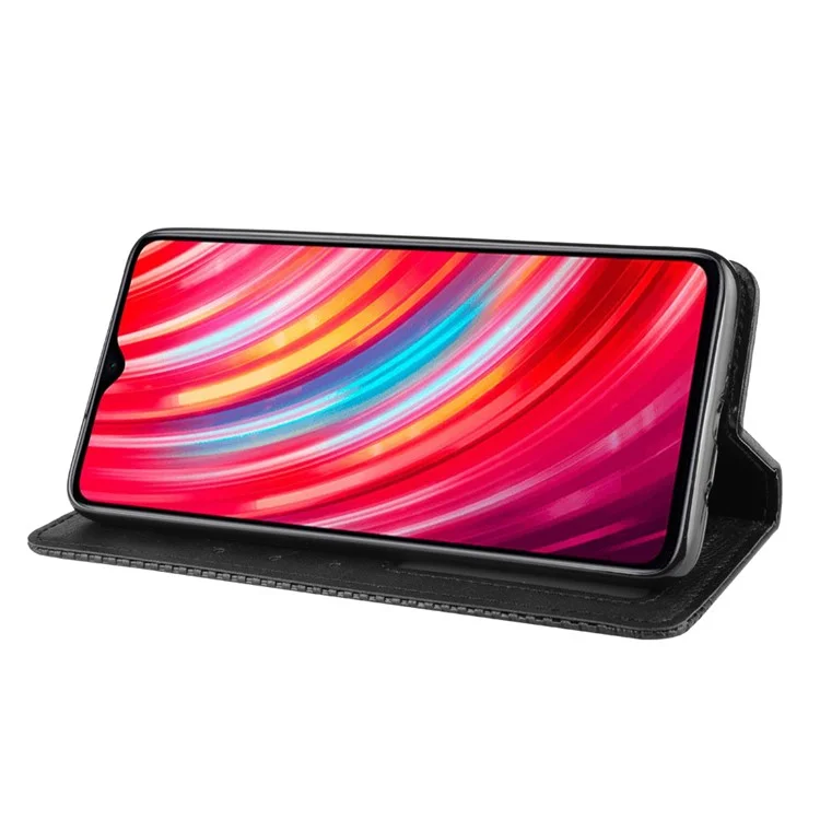 Boîtier en Cuir Rétro Auto-absorbé Pour Xiaomi Redmi Note 8 Pro - le Noir