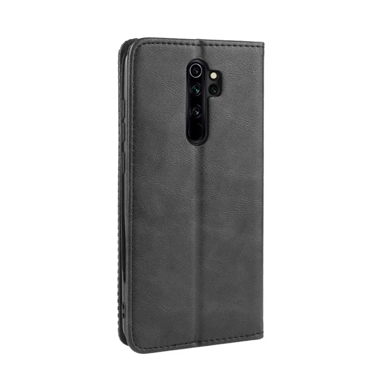 Étui en cuir rétro auto-absorbé pour Xiaomi Redmi Note 8 Pro - Noir