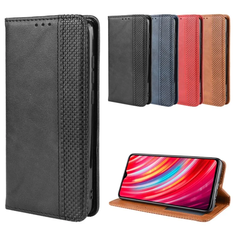 Étui en cuir rétro auto-absorbé pour Xiaomi Redmi Note 8 Pro - Noir