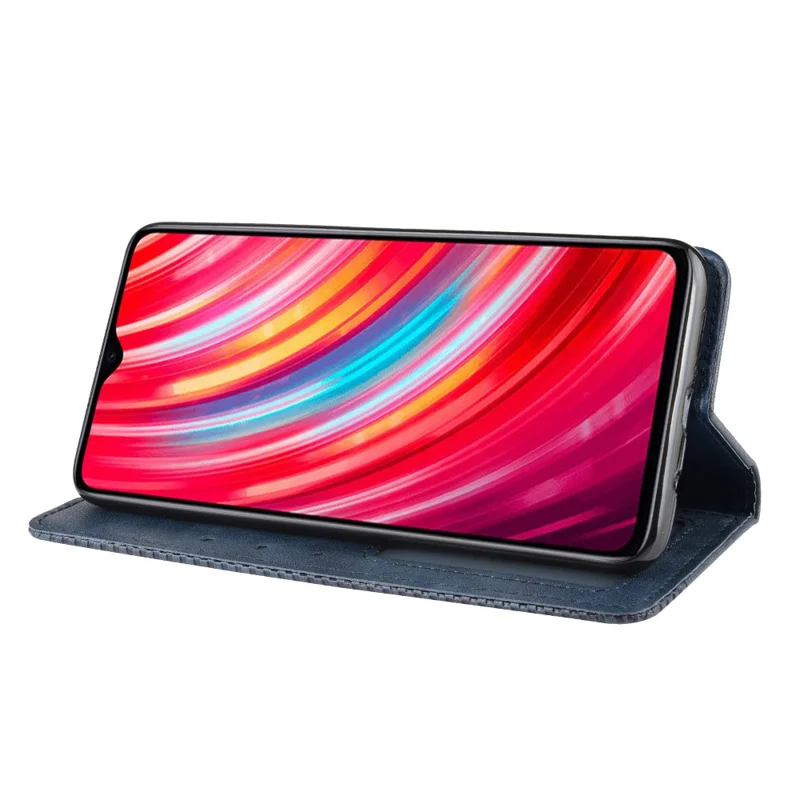 Retro Auto-absorbed Leather Casing for Xiaomi Redmi Note 8 Pro - Blue