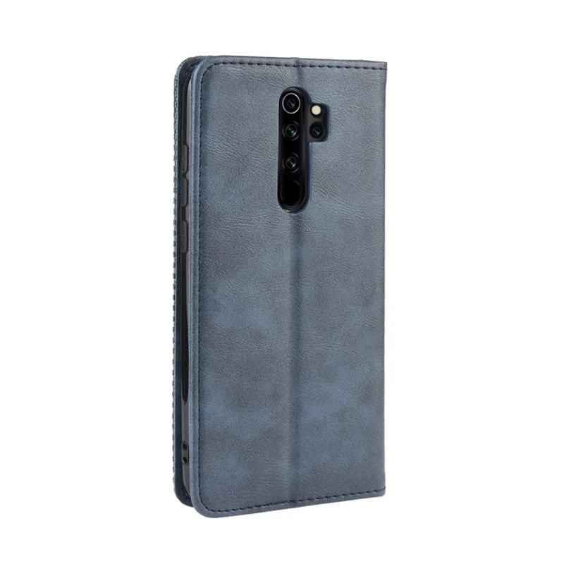 Retro Auto-absorbed Leather Casing for Xiaomi Redmi Note 8 Pro - Blue