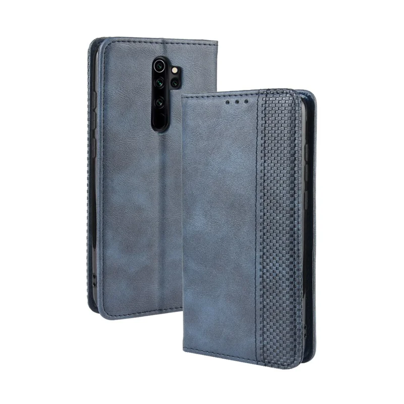 Retro Auto-absorbed Leather Casing for Xiaomi Redmi Note 8 Pro - Blue