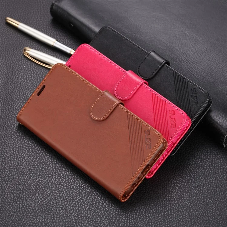 Azns Stand Leather Wallet Case Для Xiaomi Redmi Note 8 - Кофе