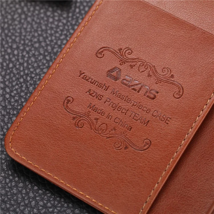 AZNS Stand Leather Wallet Case for Xiaomi Redmi Note 8 - Coffee