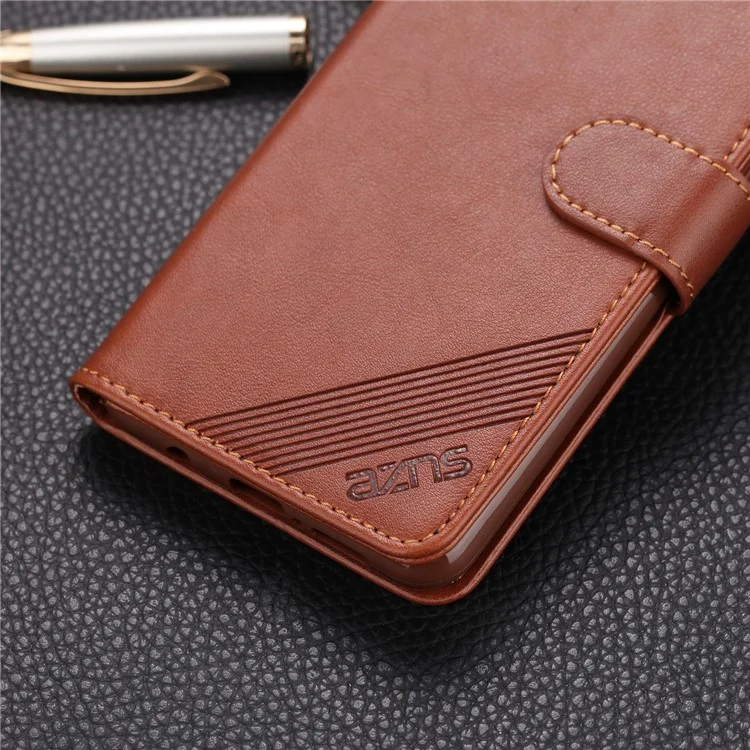 Portafoglio in pelle PU AZNS con supporto per Xiaomi Redmi Note 8 Pro - Caffè