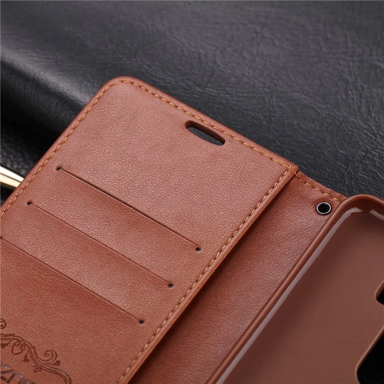 Portafoglio in pelle PU AZNS con supporto per Xiaomi Redmi Note 8 Pro - Caffè