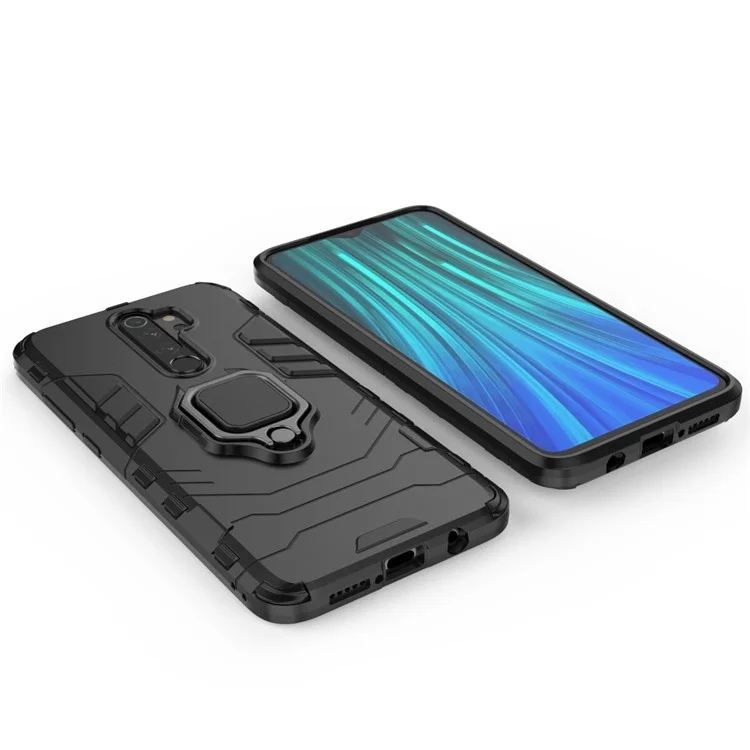 Custodia Ibrida in Plastica + TPU Con Cavalletto Per Xiaomi Redmi Note 8 Pro - Nero