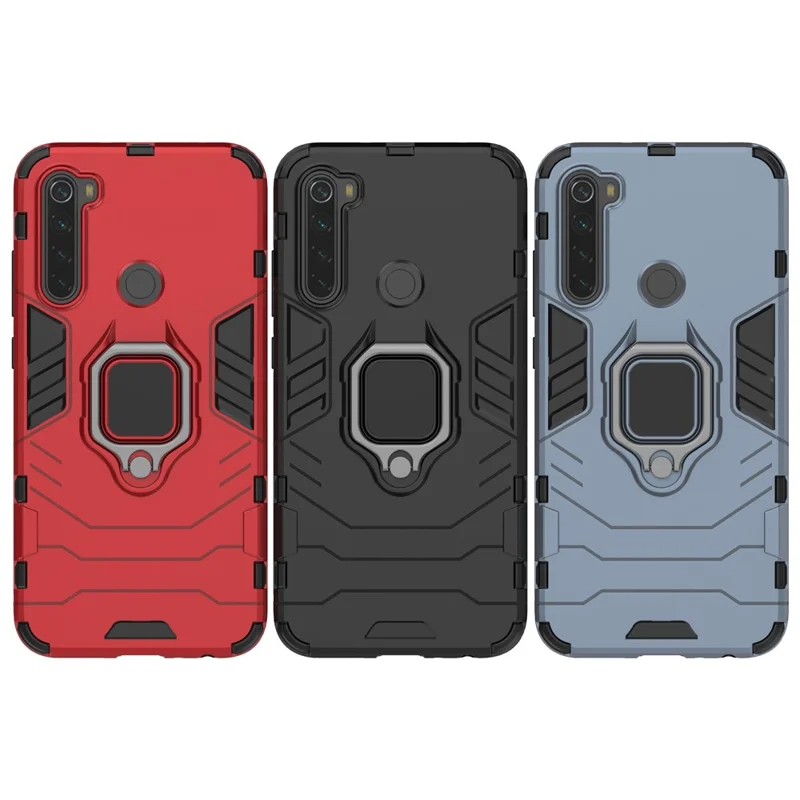 Case Hybride en Plastique + TPU Avec la Merde Pour Xiaomi Redmi Note 8 - le Noir