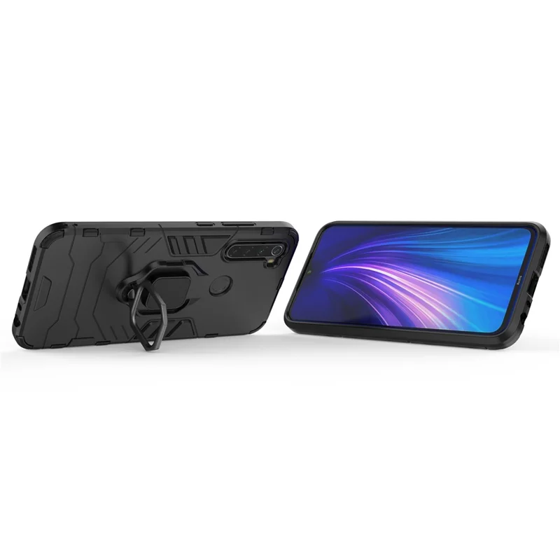 Caixa Híbrida de Plástico + TPU Com Kickstand Para Xiaomi Redmi Nota 8 - Preto