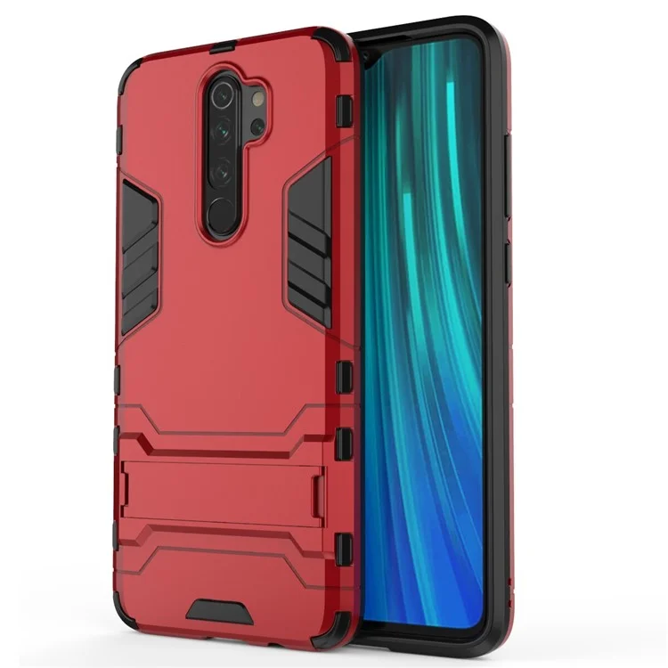 Caixa Combinada de Plástico + Tpu Com Kickstand Para Xiaomi Redmi Note 8 Pro - Vermelho