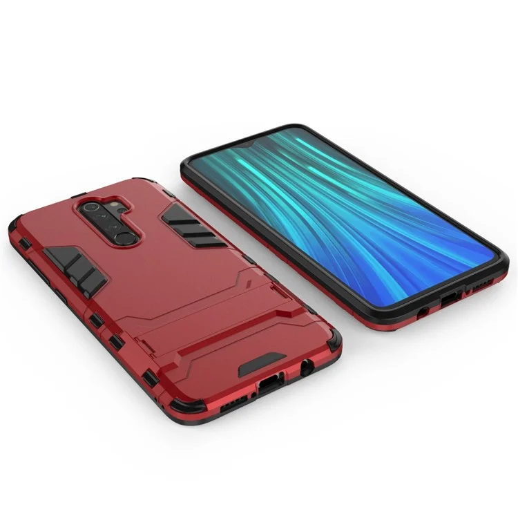 Case Combo de Plástico + TPU Con Kickstand Para Xiaomi Redmi Note 8 Pro - Rojo