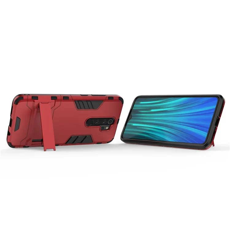 Kunststoff + TPU -kombination Mit Kickstand Für Xiaomi Redmi Note 8 Pro - Rot