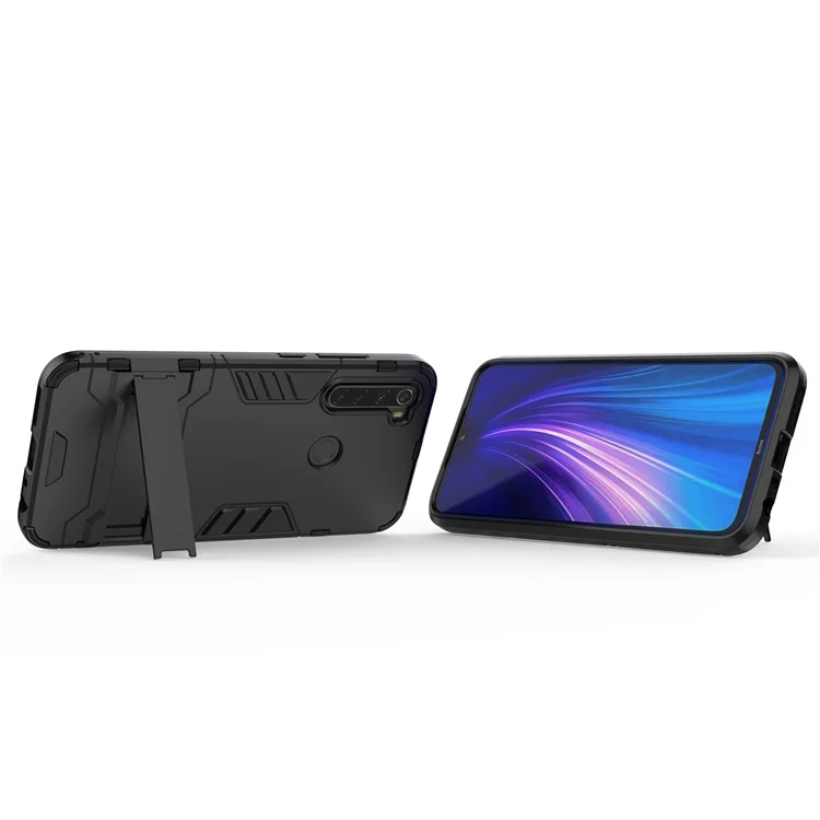 Caixa Híbrida de Plástico + TPU Com Kickstand Para Xiaomi Redmi Nota 8 - Preto