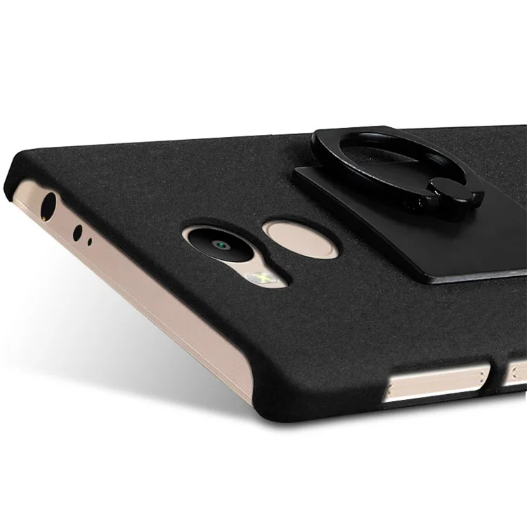 IMAK Kickstand Ring Holder Matte Hard Case for Xiaomi Redmi 4 Prime / Pro + Screen Protector - Black