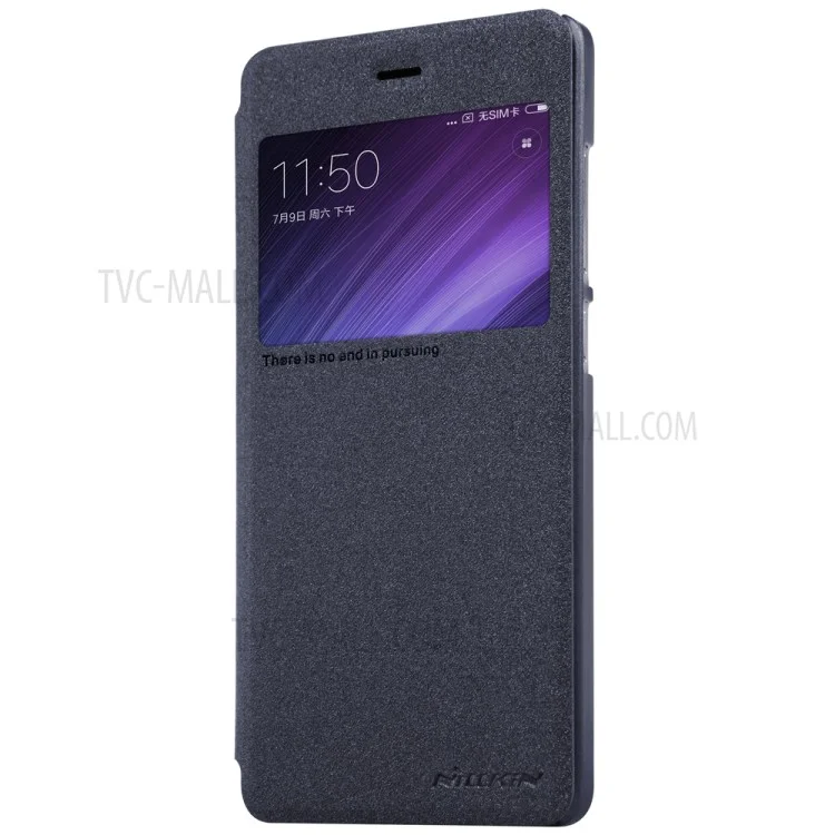NILLKIN Sparkle Series View Window Leather Cover Case for Xiaomi Redmi 4 - Black