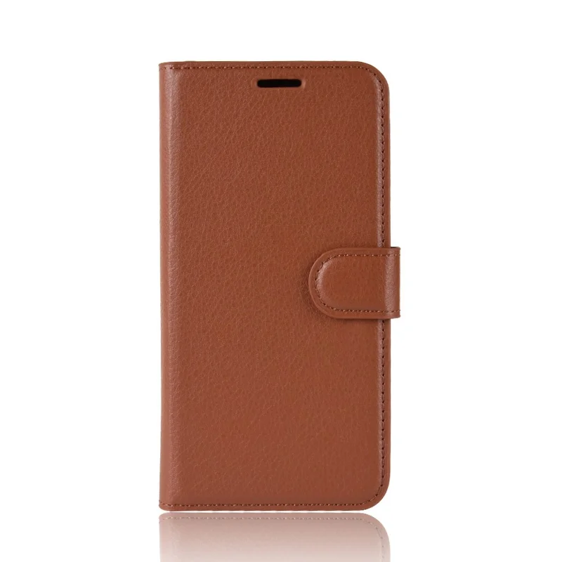 Funda de cuero textura litchi con billetera y soporte para Xiaomi Redmi Note 8 (2019 / 2021) - Marrón