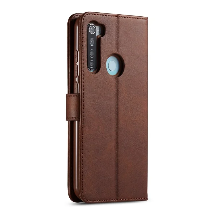 LC.IMEEKE PU for Xiaomi Redmi Note 8 Leather Protective Flip Wallet Casing - Coffee