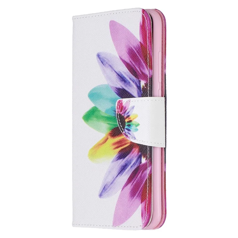 Pattern Printing PU Leather Flip Stand Phone Cell Shell for Xiaomi Redmi Note 8 - Colorized Flower