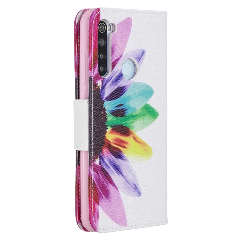 Pattern Printing PU Leather Flip Stand Phone Cell Shell for Xiaomi Redmi Note 8 - Colorized Flower