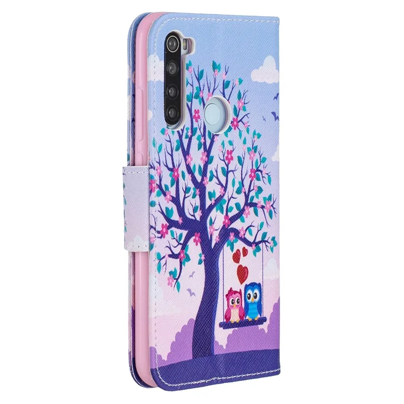 Pattern Printing Cross Texture Wallet Stand Flip Leather Case for Xiaomi Redmi Note 8 - Tree