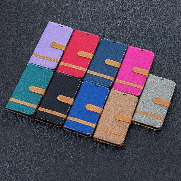 Couleur de Couleur Assortie Coque de Portefeuille en Cuir en Tissu Pour Xiaomi Redmi Note 8 - le Noir