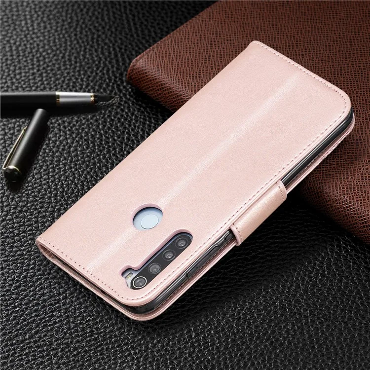 Abdruck Schmetterling Ständer Leder Brieftasche Für Xiaomi Redmi Note 8 - Roségold