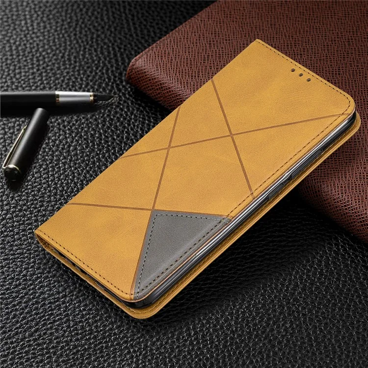 Чехол-визитница с геометрическим рисунком из кожзама для Xiaomi Redmi Note 8 - Желтый