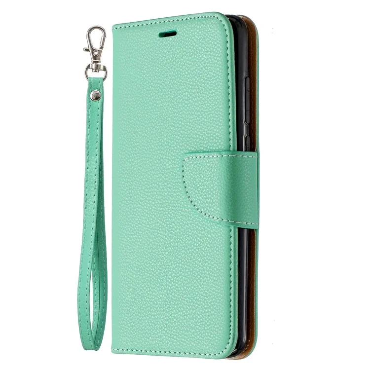 Litchi Skin Wallet Leather Stand Caso Para Xiaomi Redmi Note 8 Pro - Verde