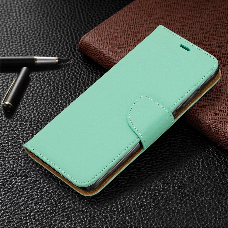 Litchi Skin Wallet Stand Case Для Xiaomi Redmi Note 8 Pro - Зеленый