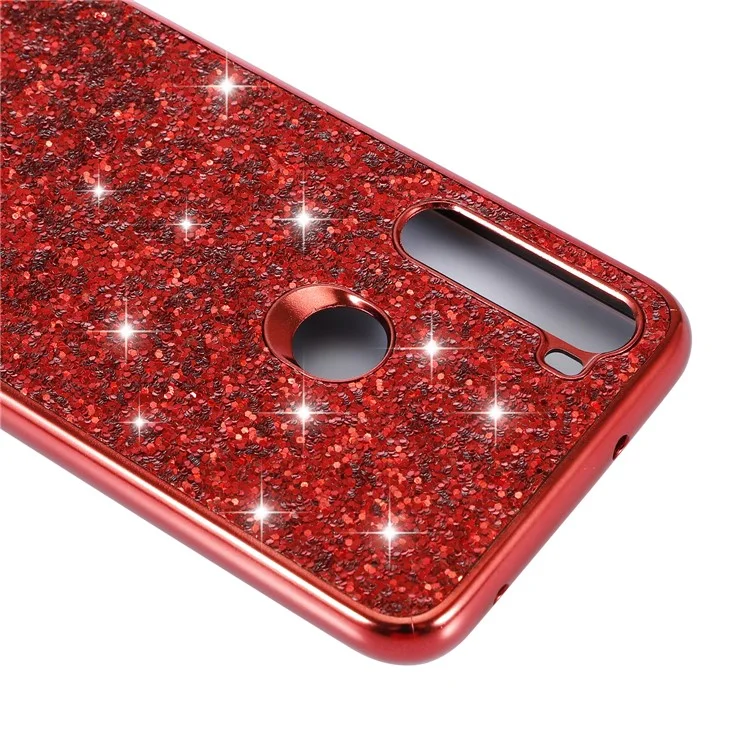 Shiny Glittery PC Back+TPU Frame Mobile Casing for Xiaomi Redmi Note 8 - Red