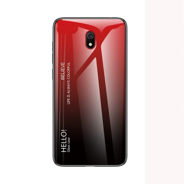 Caso híbrido de vidro temperado, PC + TPU de cor degradê para Xiaomi Redmi 8A - Vermelho