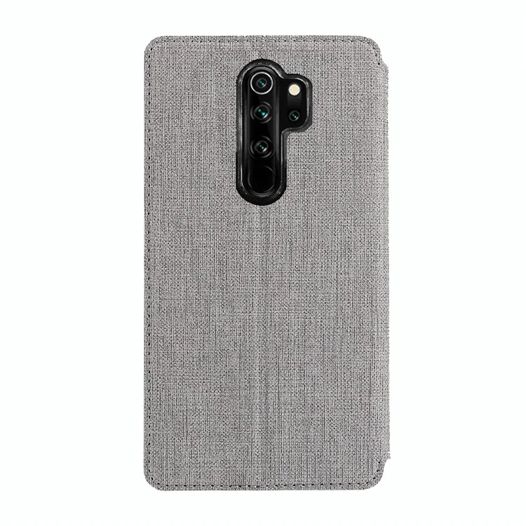 VILI DMX Cross Texture PU Leather Stand Case with Card Slot for Xiaomi Redmi Note 8 Pro - Grey