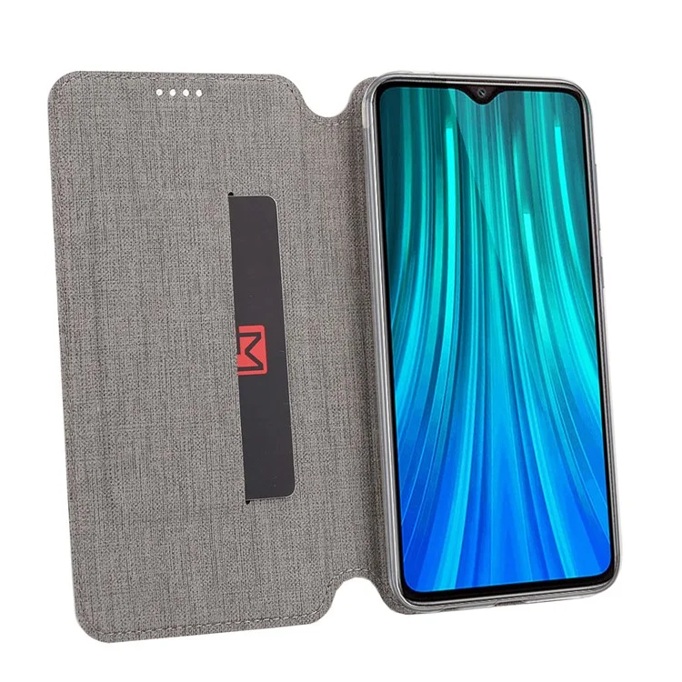 VILI DMX Cross Texture PU Leather Stand Case with Card Slot for Xiaomi Redmi Note 8 Pro - Grey