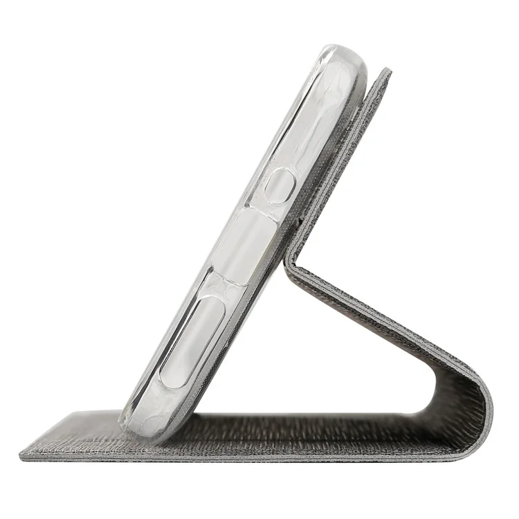 VILI DMX Cruz Casure Texture PU Stand Stand Com Slot de Cartão Para Xiaomi Redmi Note 8 Pro - Cinza