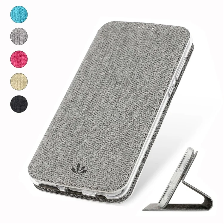 VILI DMX Cross Texture PU le Cuir Stand Case Avec Fente de Carte Pour Xiaomi Redmi Note 8 Pro - Gris