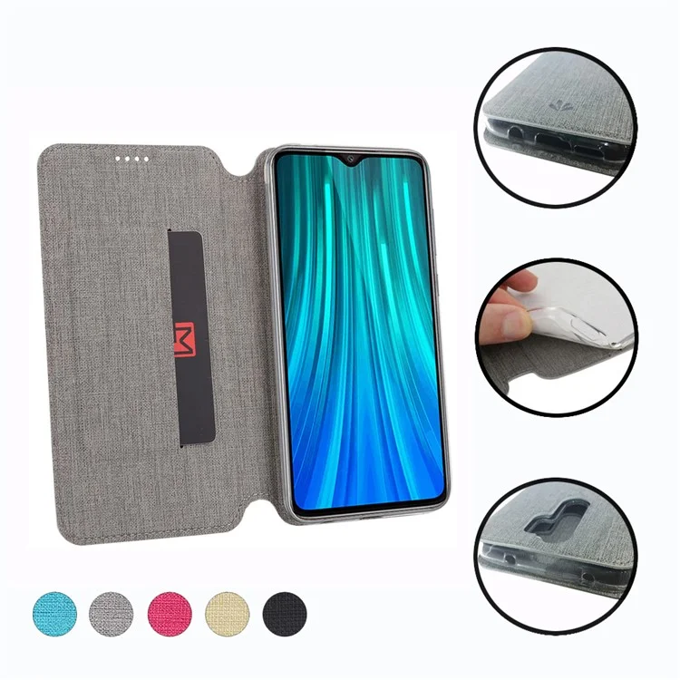 VILI DMX Cross Texture PU le Cuir Stand Case Avec Fente de Carte Pour Xiaomi Redmi Note 8 Pro - Gris