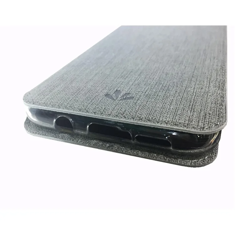 VILI DMX Cross Texture PU Leather Stand Case with Card Slot for Xiaomi Redmi Note 8 Pro - Grey