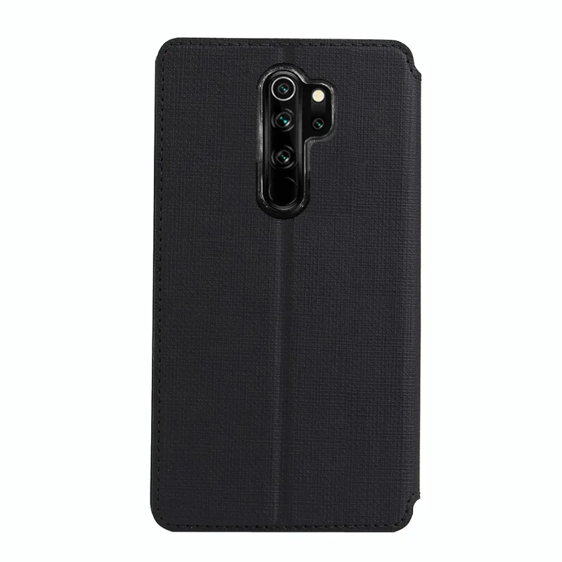 VILI DMX Cross Texture PU Leather Stand Case with Card Slot for Xiaomi Redmi Note 8 Pro - Black