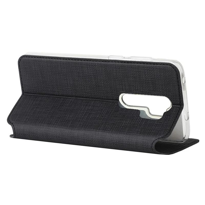 VILI DMX Cross Texture PU Leather Stand Case with Card Slot for Xiaomi Redmi Note 8 Pro - Black