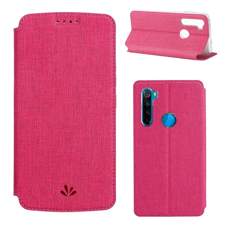 VILI DMX Cross Texture Leather Stand Case with Card Slot for Xiaomi Redmi Note 8 - Rose