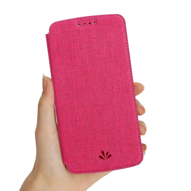 VILI DMX Cross Texture Leather Stand Case with Card Slot for Xiaomi Redmi Note 8 - Rose