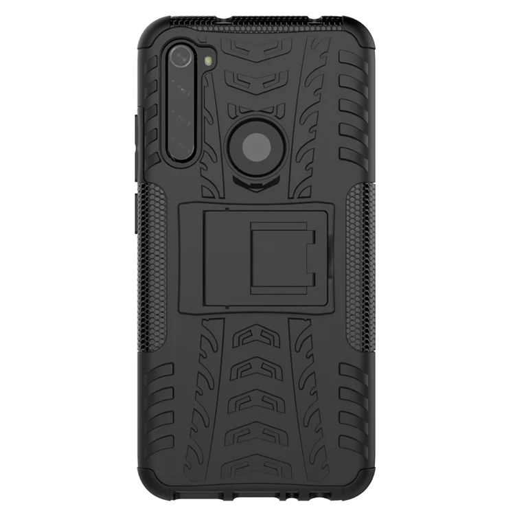 Cool Tyre Hybrid PC + TPU Cover Shell with Kickstand for Xiaomi Redmi Note 8 - Black
