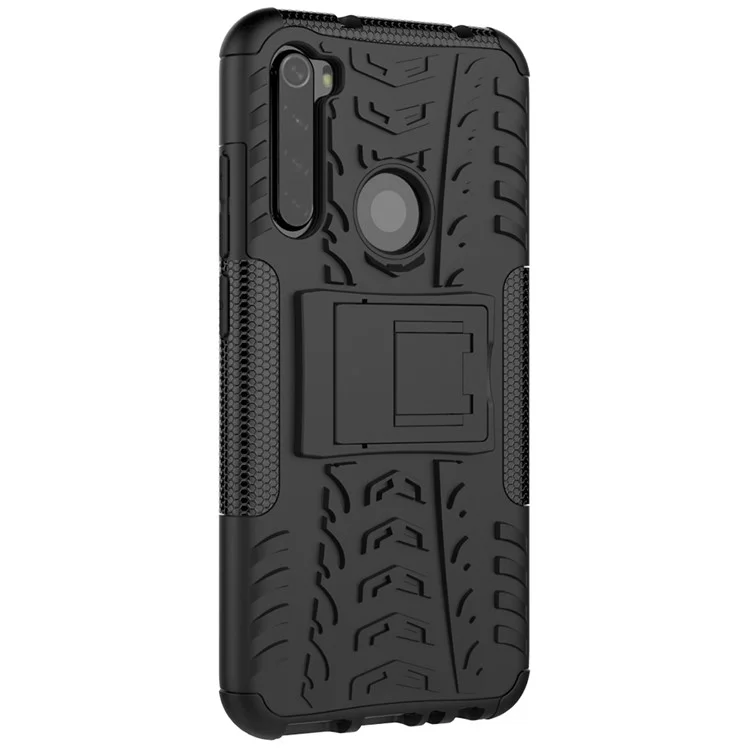 Cool Tyre Hybrid PC + TPU Cover Shell with Kickstand for Xiaomi Redmi Note 8 - Black