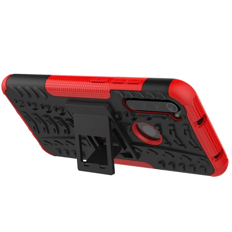 Cool Pneu Híbrido PC + TPU Tampa Shell Com Kickstand Para Xiaomi Redmi Nota 8 - Vermelho