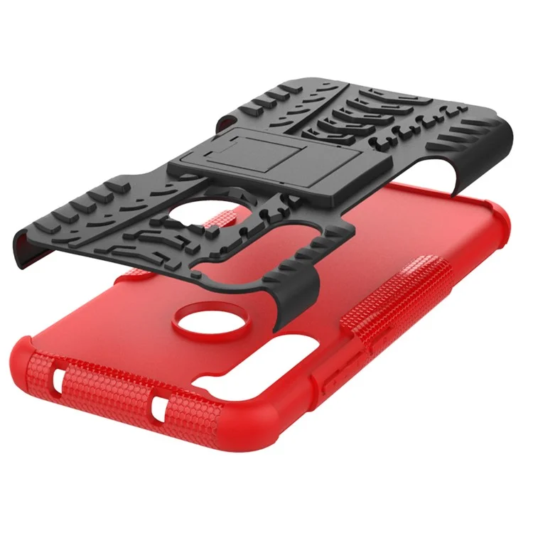 Cool Tire Hybrid PC + TPU -abdeckhülle Mit Kickstand Für Xiaomi Redmi Note 8 - Rot