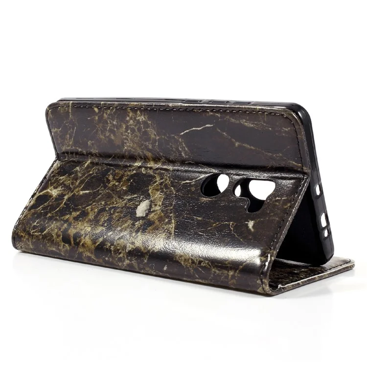Marble Grain Leather Wallet Phone Stand Case for Xiaomi Mi 5s Plus - Black